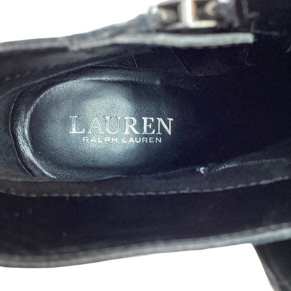 Lauren Ralph Lauren Genna Leather Ankle Boots Womens 7B Black Side Zipper & Buck - Picture 13 of 14